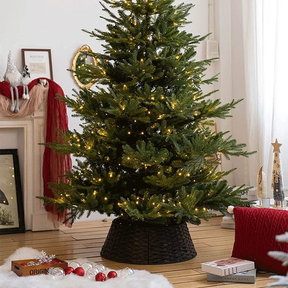 Small Gray Willow Christmas Tree Ring Collar, 22½"dia. - Picture 5 of 6